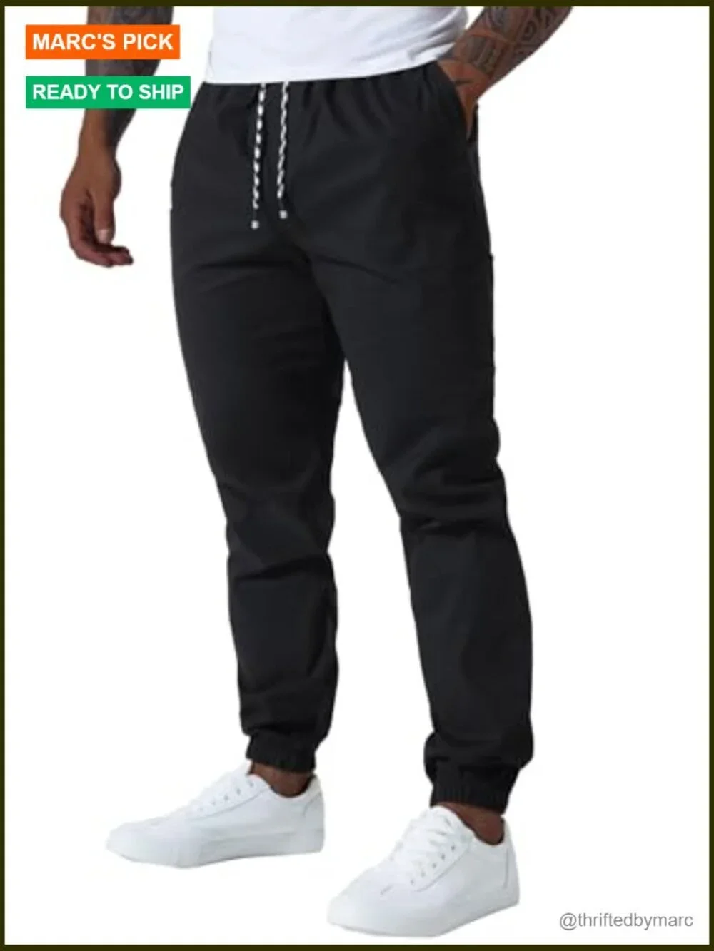 Men's Cargo Joggers Cotton Sweatpants Drawstring Elastic Waist Multi-Pocket